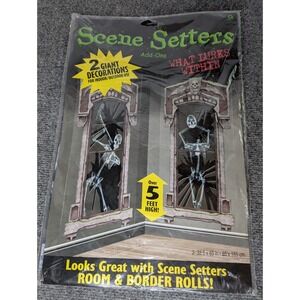 NEW Amscan Scene Setters Add Ons What Lurks‎ Within Skeletons 2 Panels 33.5"x65"